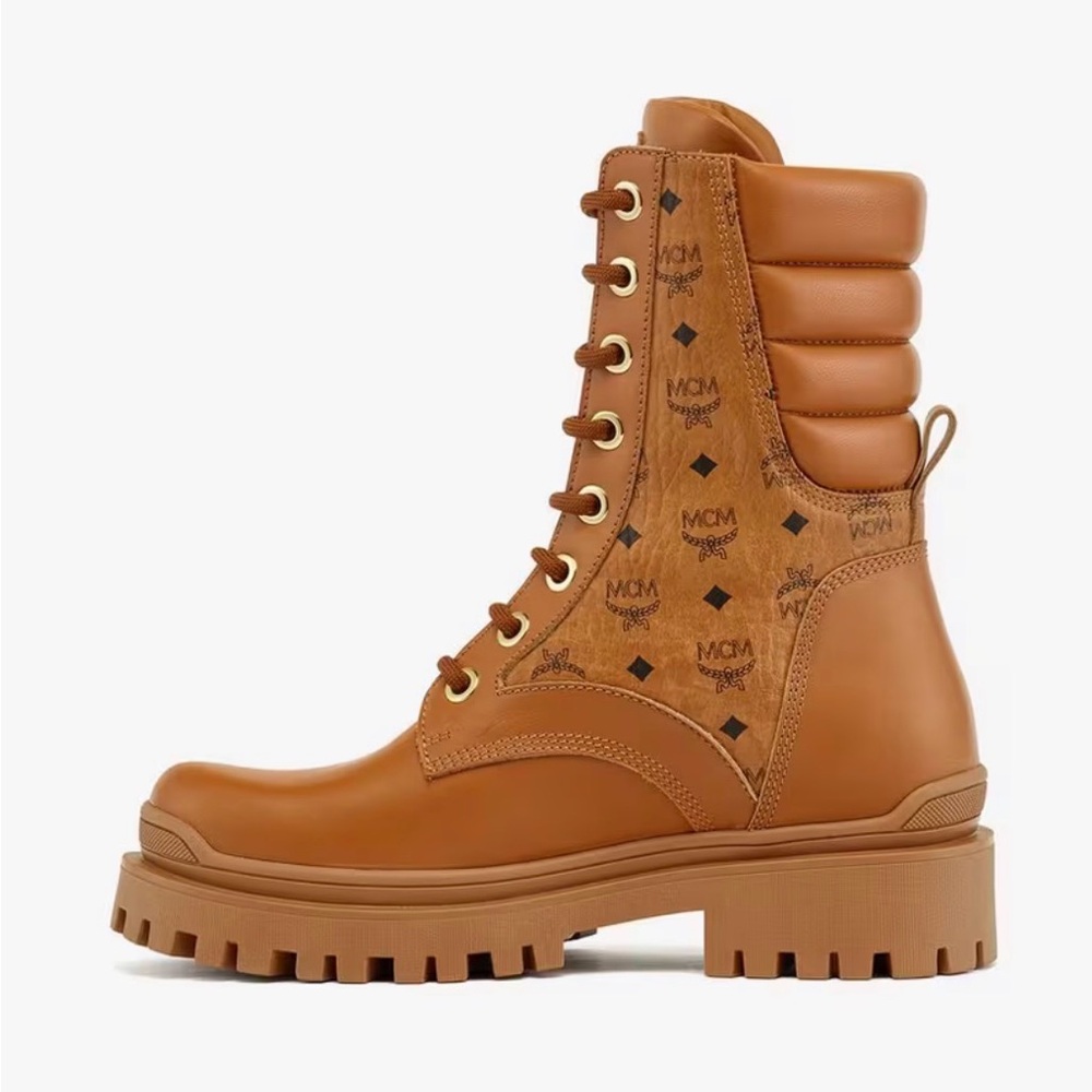 MCM Women's Brown Leather Combat Boots